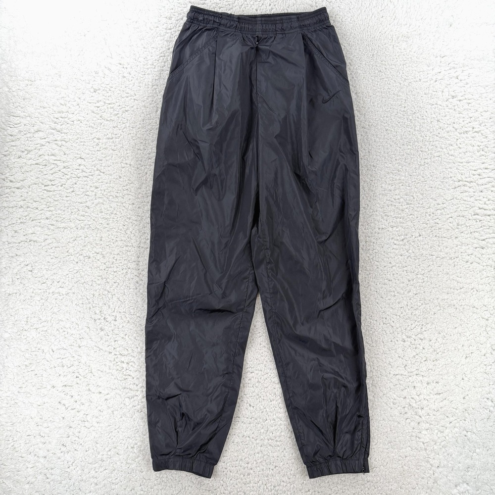 Vintage Nike Track Pants Mens Small Black Woven Nylon Joggers Elastic Zip 902220